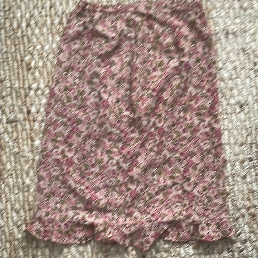 Floral Midi Skirt in Pink and Cream